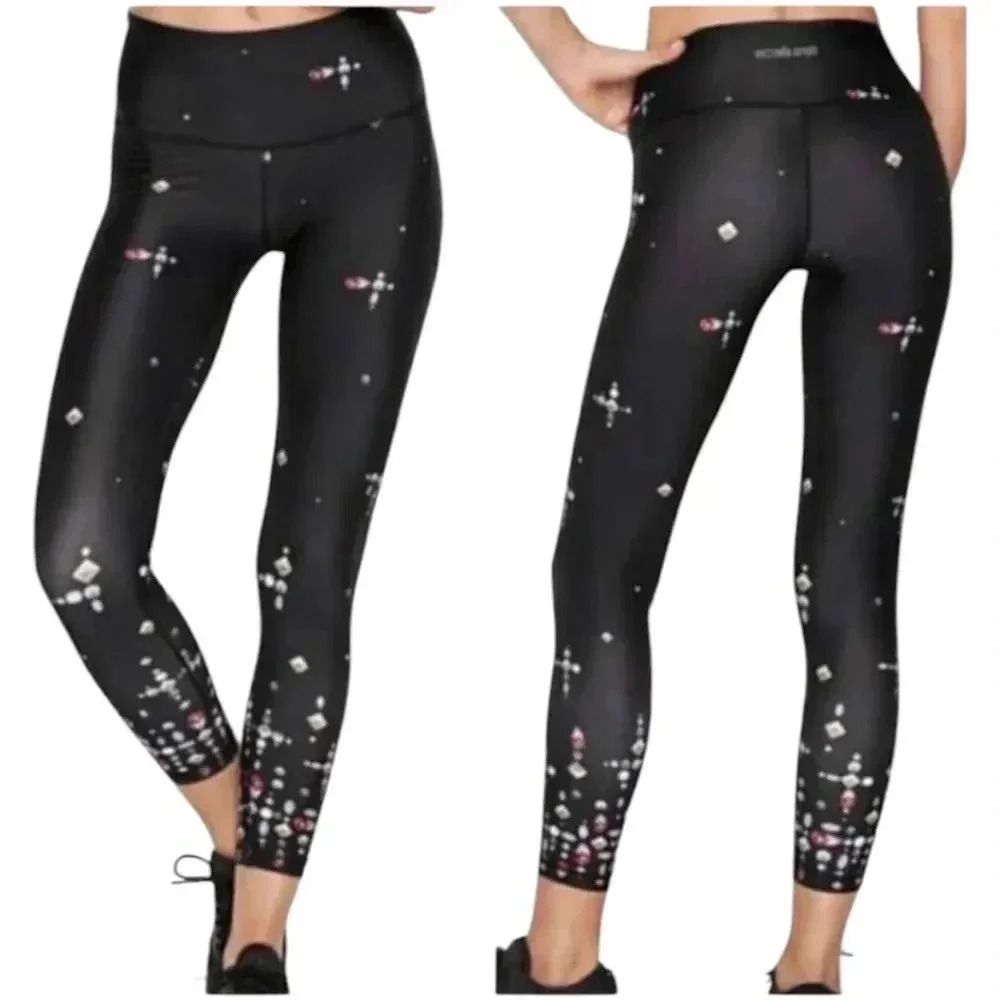 Victoria Secret Sport 7/8 Legging Black Jewel Athletic Pants SZ Small - Picture 2 of 6